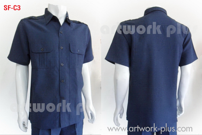 เสื้อพนักงานขับรถ, เสื้อพนักงานแขนสั้น, แบบเสื้อซาฟารี, ชุดซาฟารีสีเทาฟ้า, เสื้อเชิ้ตทำงาน, เสื้อพนักงานสีเทาฟ้า, Uniform, Work Shirt,SF-C3
